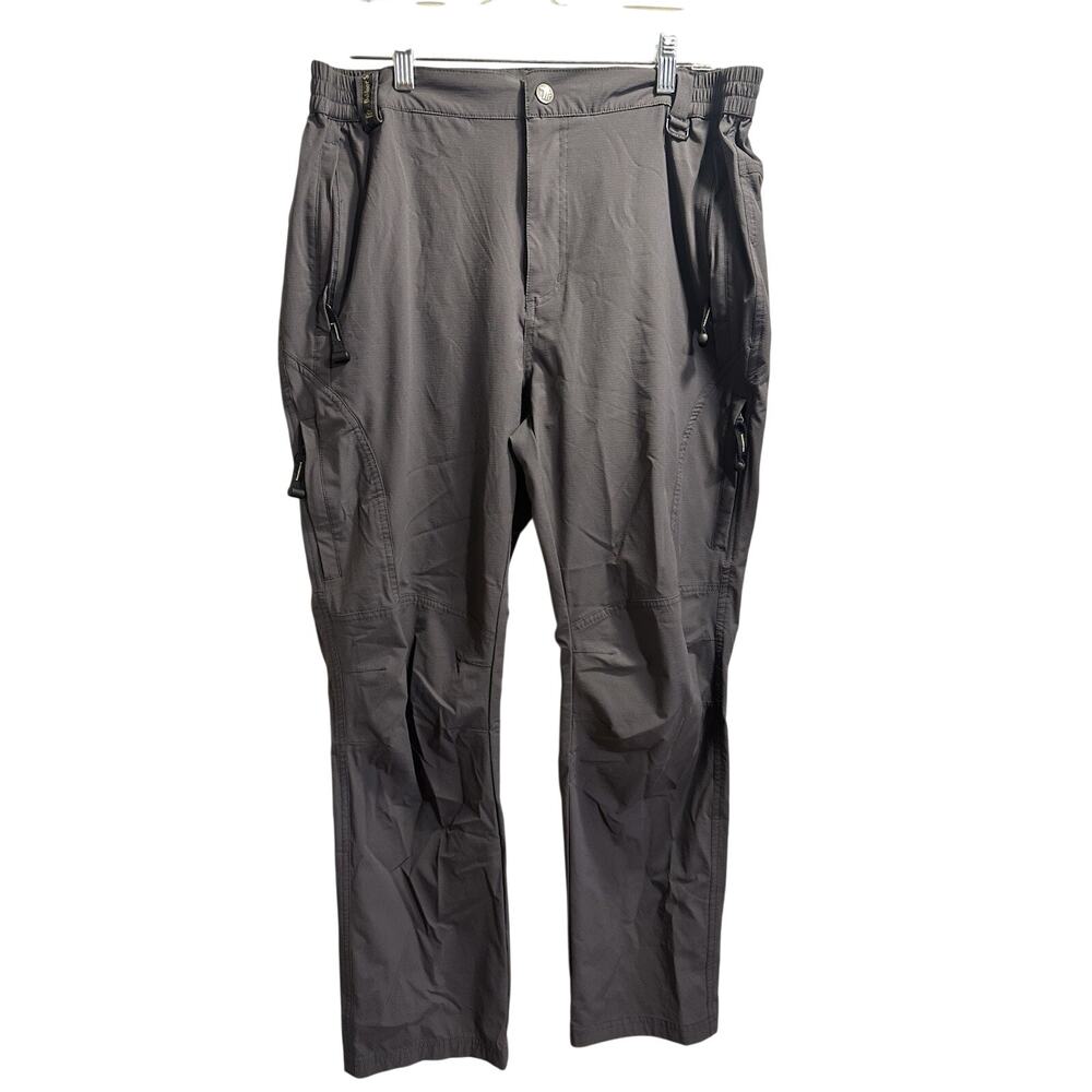 Outdoorsports Men’s Large Gray Hiking Pants Ripstop Nylon Stretch Zip Cargo
